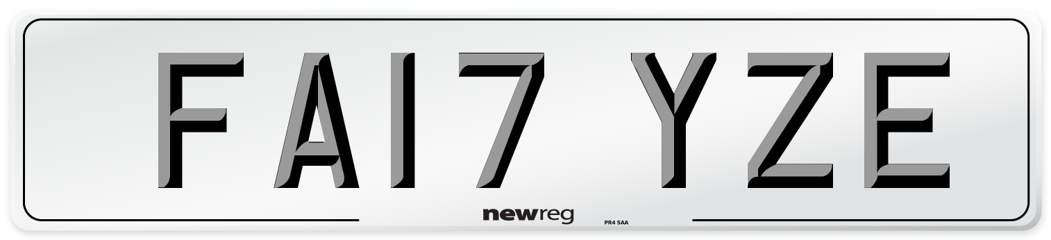 FA17 YZE Number Plate from New Reg